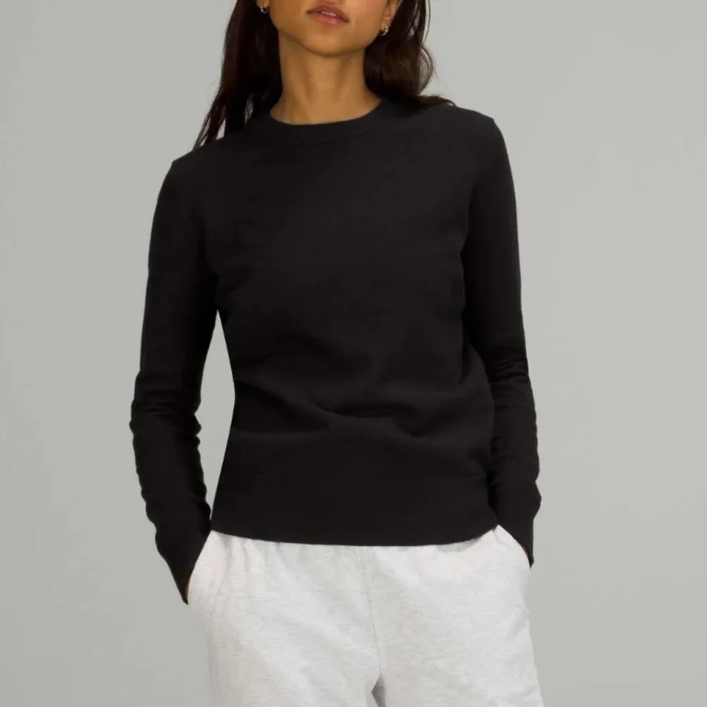 Women Lululemon Cotton-Cashmere Blend Sweater Black Size 12 Casual Neutral